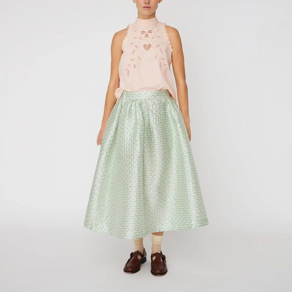 STELLA NOVA Embroidery Anglaise Halterneck Top in Soft Powder