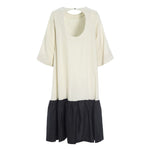 Airy Linen Dress in Ivory/Black