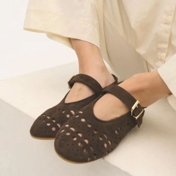 BUKELA Alva Suede Pump Shoes in Espresso