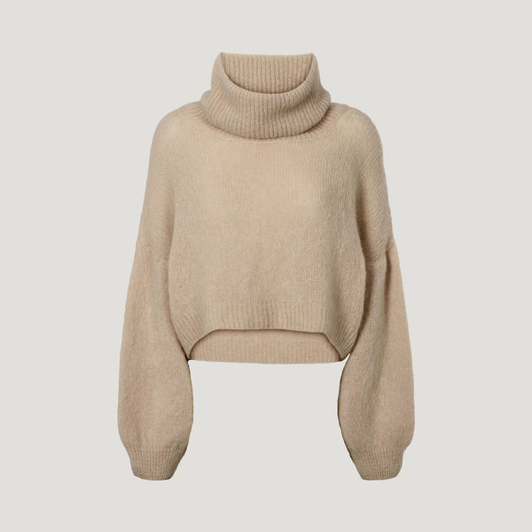 AMERICAN DREAMS Andrea Roll Neck Alpaca Pullover in Beige