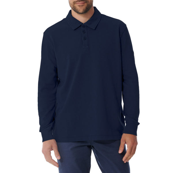 MOUSQUETON Arthur Long Sleeve Polo Shirt  in Navy