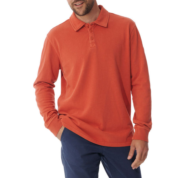 MOUSQUETON Arthur Long Sleeve Polo Shirt  in Orange