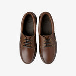 LOAKE 523 Waxy Leather Deck Shoes in Dark Brown
