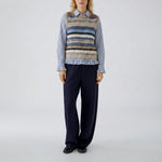 OUI Stripe Knitted Tank in Light Brown/Blue