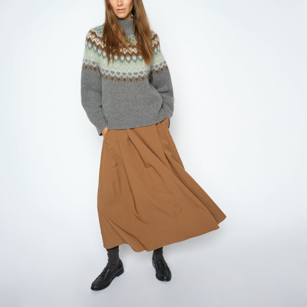 MOS MOSH MMKit Sato Midi Skirt  in Dark Camel
