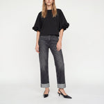 MOS MOSH MMRosette Rose Detail T-Shirt in Black