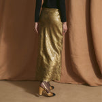 SOPHIE + LUCIE Bies Sequin Skirt in Gold