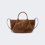 WEEKEND MAX MARA WKARio Calfskin Suede Tote Bag in Chocolate