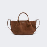 WEEKEND MAX MARA WKARio Calfskin Suede Tote Bag in Chocolate
