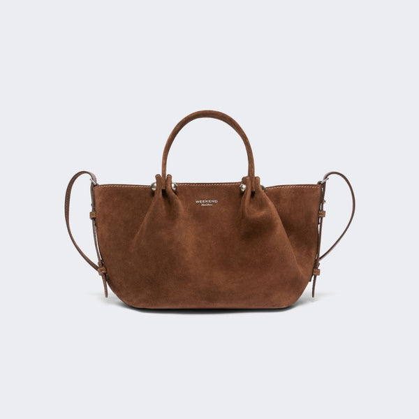 WEEKEND MAX MARA WKARio Calfskin Suede Tote Bag in Chocolate