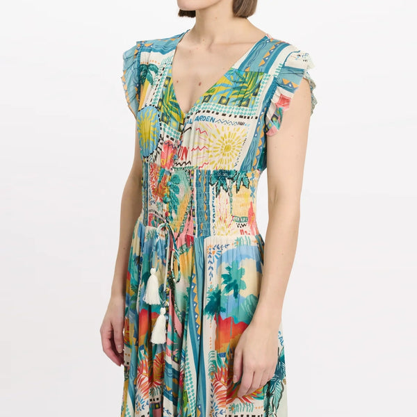 MISS JUNE Taly Printed Long Dress in Multi