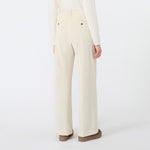 WEEKEND MAX MARA WKDTania Wide Leg Cotton Velvet Trousers in Ivory