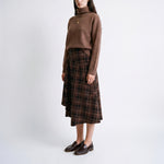 ARTLOVE Cleline Check Asymmetrical Skirt in Brown