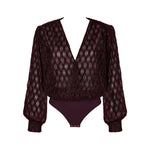 AUBADE Les Body Long Sleeve Bodysuit in Supreme Burgundy