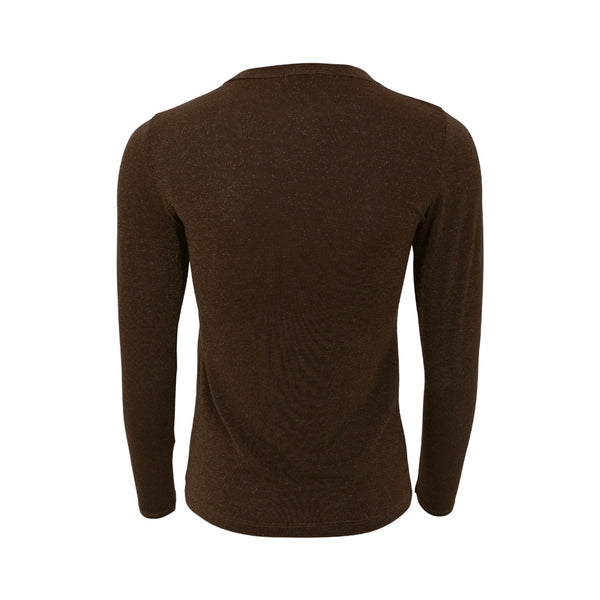 BLACK COLOUR BCFaye Lurex Long Sleeve Top in Chocolate