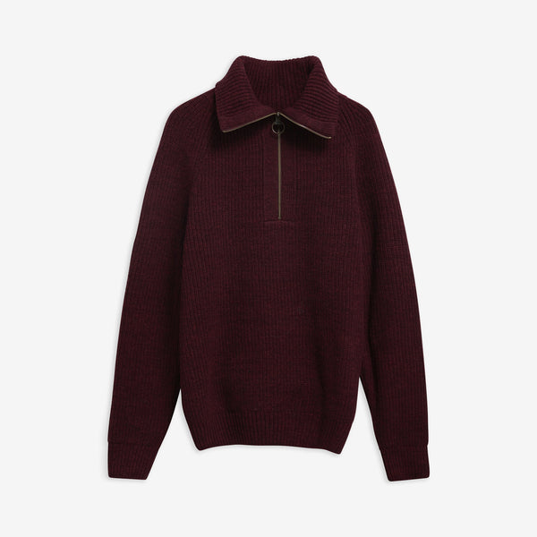 BARBOUR Riggbay Knitted Half Zip Jumper in Chestnut