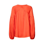 RABENS SALONER Lissy Contrast Lace Shirt in Deep Mandarin