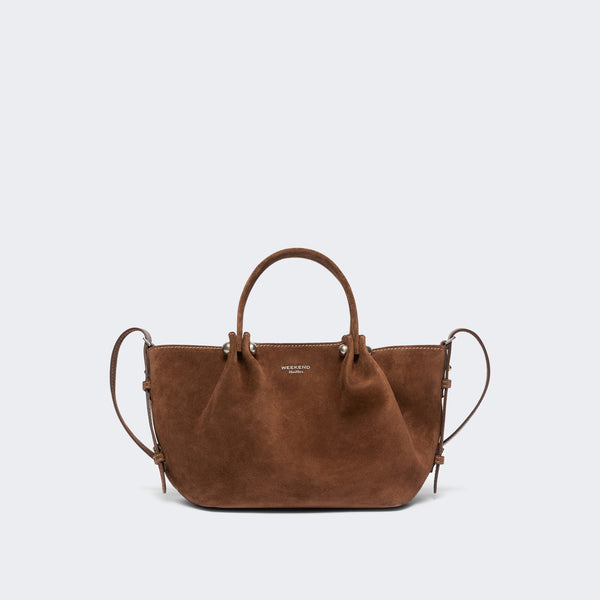 WEEKEND MAX MARA WKARio Calfskin Suede Tote Bag in Chocolate