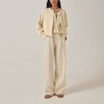 MAISON HOTEL Otelo Linen Jacket in Ivory Whisper