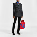 ESSENTIEL ANTWERP Kendra Oversized Checked Double Breasted Blazer in Dark Grey/Off White