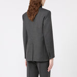 WEEKEND MAX MARA Inserimento - WKIMartora Wool Tweed Jacket with Velvet Collar in Medium Grey