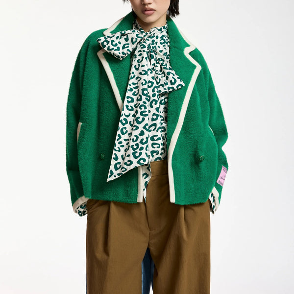 ESSENTIEL ANTWERP Kugar Contrast Trim Cardigan in Green