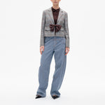 BAUM UND PFERDGARTEN Benni Cropped Wool Blazer in Grey Mini Check