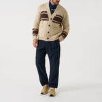 UNIVERSAL WORKS Langdale Chunky Stripe Cardigan in Ecru
