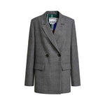 ESSENTIEL ANTWERP Kendra Oversized Checked Double Breasted Blazer in Dark Grey/Off White