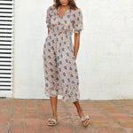M.A.B.E Aster Print & Embroidered Midi Dress in Multi