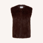 BY-BAR Mona Faux Fur Gilet in Dark Brown