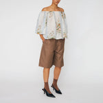STELLA NOVA Loose Blouse with Drop Shoulders in Creme Multicolour Flowers