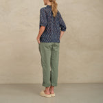 M.A.B.E Ari Print Short Sleeve Top in Indigo