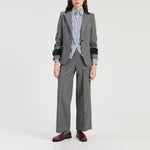 VILAGALLO Beti Tweed Crop Wide Leg Trousers in Grey Melange
