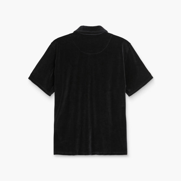 OAS Girona Velour Polo Shirt in Nearly Black