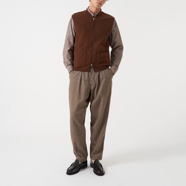 UNIVERSAL WORKS Zip Waistcoat in Cacao