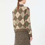WEEKEND MAX MARA WKDAbile Argyle Pattern Wool Cardigan in Sand Rhombs