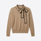VILAGALLO Lazo Tie Neck Jumper in Beige/Black
