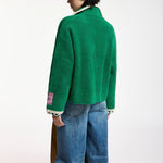 ESSENTIEL ANTWERP Kugar Contrast Trim Cardigan in Green