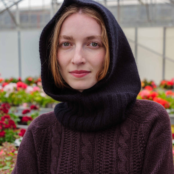 QUINTON & CHADWICK Angora Hooded Cowl in Black
