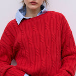 THE NEW SOCIETY Bluebell Cotton Jumper in Tulip Red