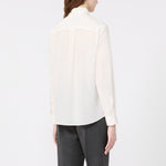 WEEKEND MAX MARA Inserimento - WKILegume Lace Trim Shirt with Detachable Sash Tie in Optical White