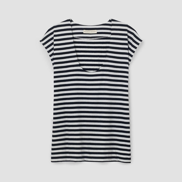BEAUMONT ORGANIC Tamsin-Sue Cotton Jersey Stripe Top in Black/White