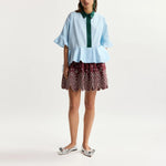 ESSENTIEL ANTWERP Kaylee Peplum Ruffle Shirt in Aquamarine