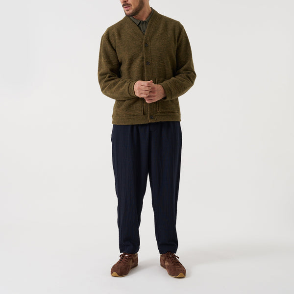 UNIVERSAL WORKS Advance Wool Mix Cardigan in Olive