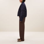 BY-BAR Bodie Metallic Bomber Jacket in Dark Navy