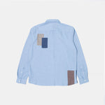 EDMMOND STUDIOS Meet & Grid Patch Cotton Shirt in Plain Steel