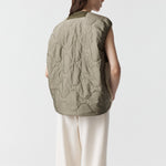 MARFA STANCE Parachute Silk Nylon Vest in Pale Olive/ Oyster
