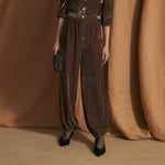 SOPHIE + LUCIE Linda Velvet Trousers in Taupe
