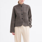 ROSSO35 Tweed Wool Jacket in Beige/Black
